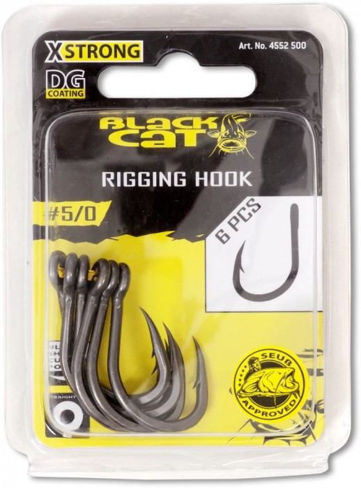 6kom - Udice s kontra-kukom Black Cat Rigging DG Coating