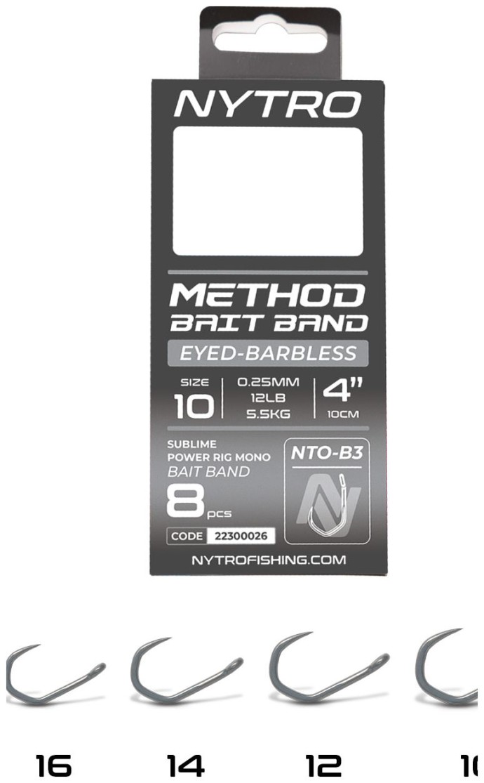 8kom - Gotovi Predvez Nytro Barbless Method 4 Inch Latex Bait Band Veličina 10