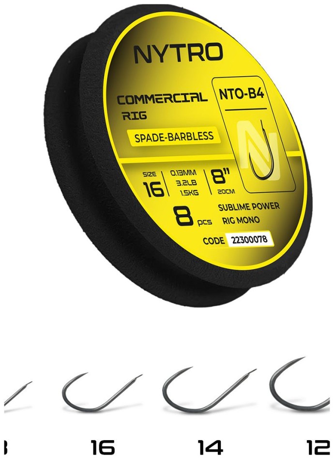 8kom - Gotovi Predvez Nytro NTO-B4 Barbless Commercial 20cm #16/0,13mm