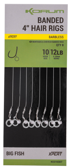 8kom - Gotovi Predvezi Korum Banded Hair Rigs 4 inch