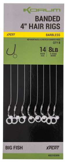 8kom - Gotovi Predvezi Korum Banded Hair Rigs 4 inch
