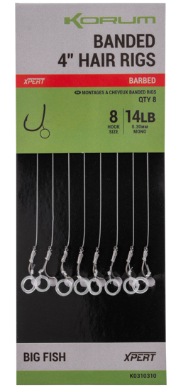 8kom - Gotovi Predvezi Korum Banded Hair Rigs 4 inch