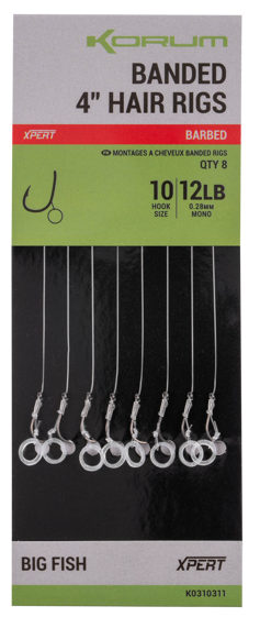 8kom - Gotovi Predvezi Korum Banded Hair Rigs 4 inch