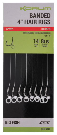 8kom - Gotovi Predvezi Korum Banded Hair Rigs 4 inch
