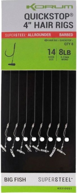 8kom - Gotovi Predvezi Korum Big Fish Quickstop Hair Rigs Barbed 38cm