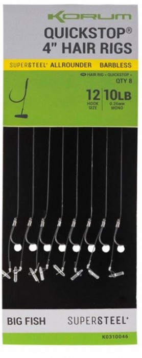 8kom - Gotovi Predvezi Korum Big Fish Quickstop Hair Rigs Barbless 38cm