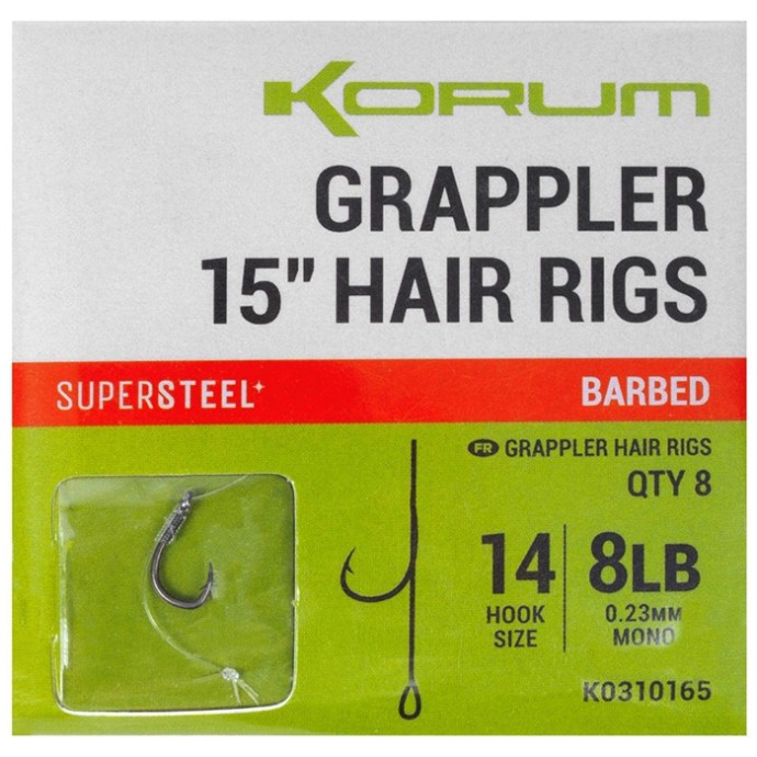 8kom - Gotovi Predvezi Korum Grappler Hair Rigs Barbed 38cm