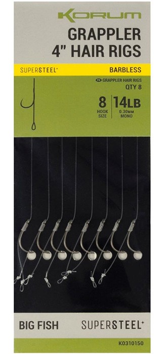8kom - Gotovi Predvezi Korum Grappler Hair Rigs Barbless 10cm