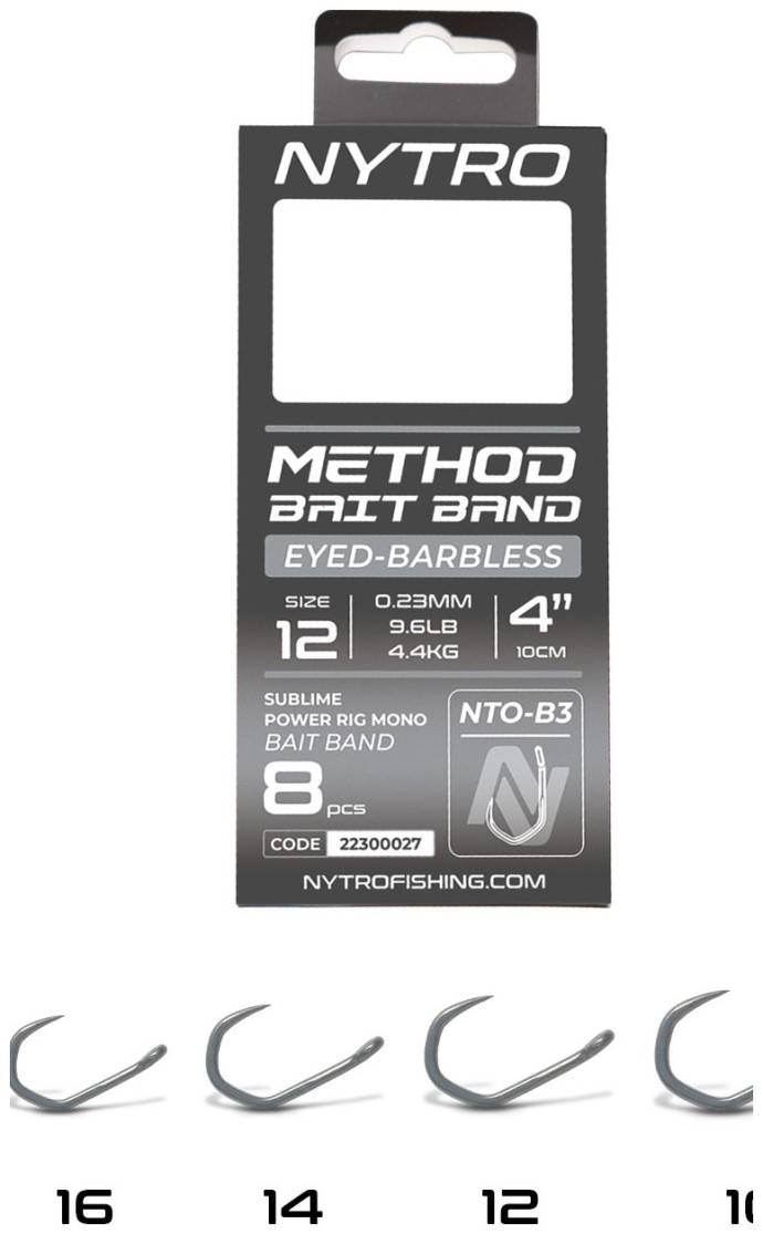 8kom Predvez Nytro NTO-B3 Barbless Method 10cm Latex Bait Band Veličina 12, 0,23mm