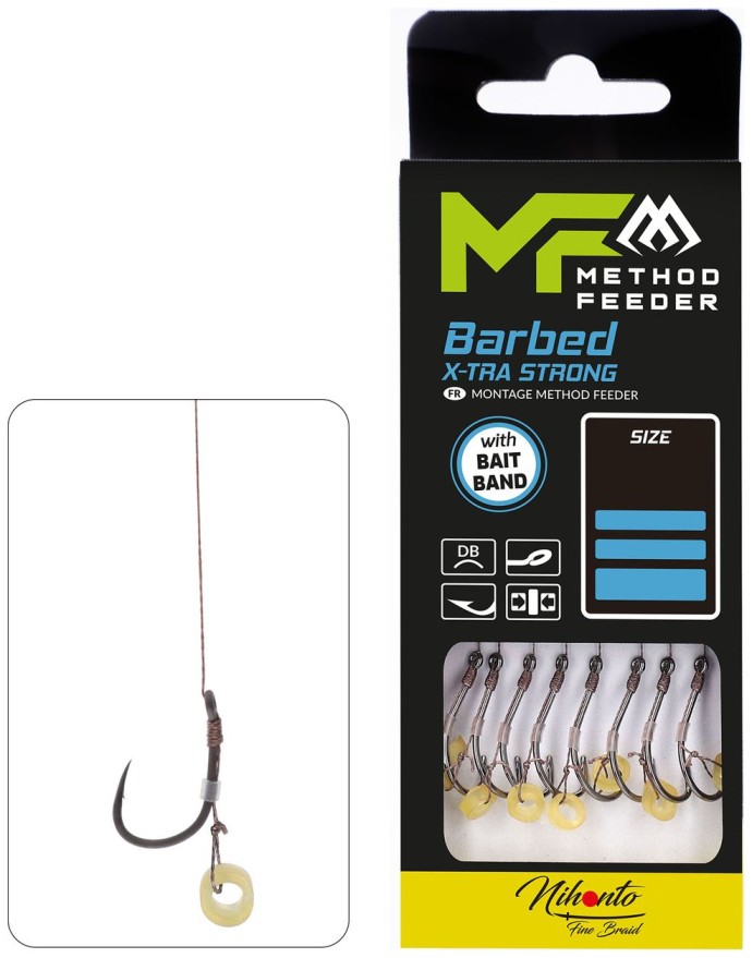 8ks - Hotový Náväzec Mikado Method Feeder 10cm s Gumičkou, 0,12mm