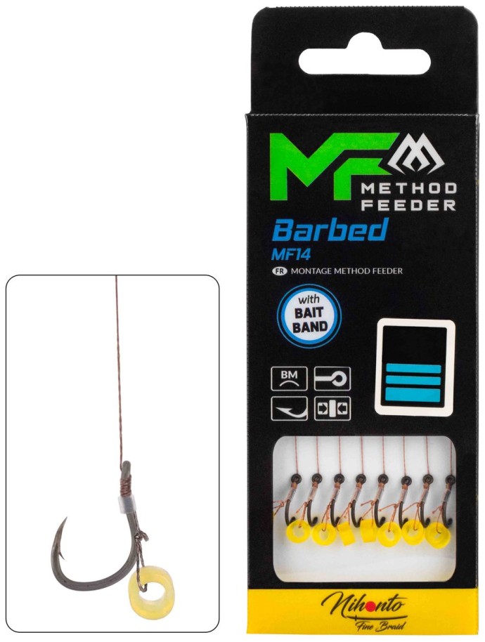 8ks - Hotový Náväzec Mikado MF14 S Gumkou 10cm Pletená šnúra