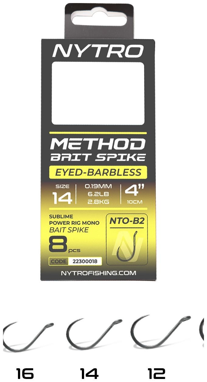 8ks - Hotový Návazec Nytro NTO-B2 Barbless Method Bait Spike #14/0,19mm