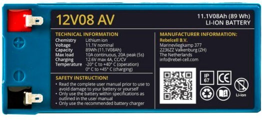 Baterie Rebelcell 12V08 AV Lithium Battery