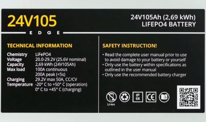 Baterija Rebelcell 24V105 EDGE LiFePO4