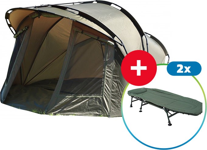 Bivak Mikado Enclave 2 Man Bivvy XL + 2x Lehátko Suretti Fishmaster