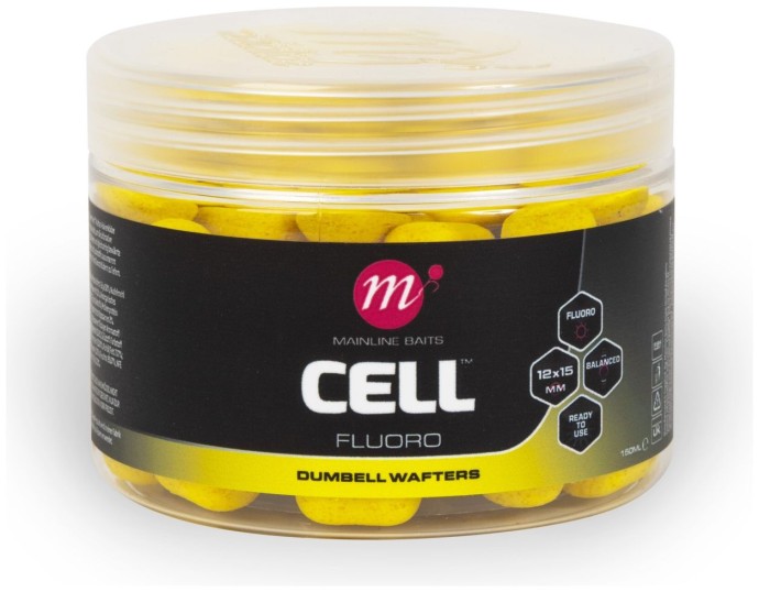 Boilie Mainline Cell Fluoro Dumbell Wafters 12 x 15mm