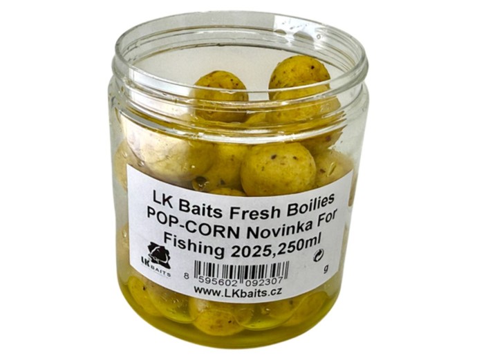 Boilie v Dipe LK Baits Fresh Boilies Popcorn 250ml