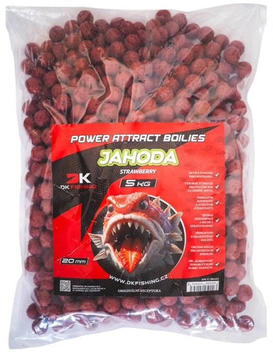 10kg Boilies DK Fishing Power Attract Jahoda 20mm + Booster BESPLATNO
