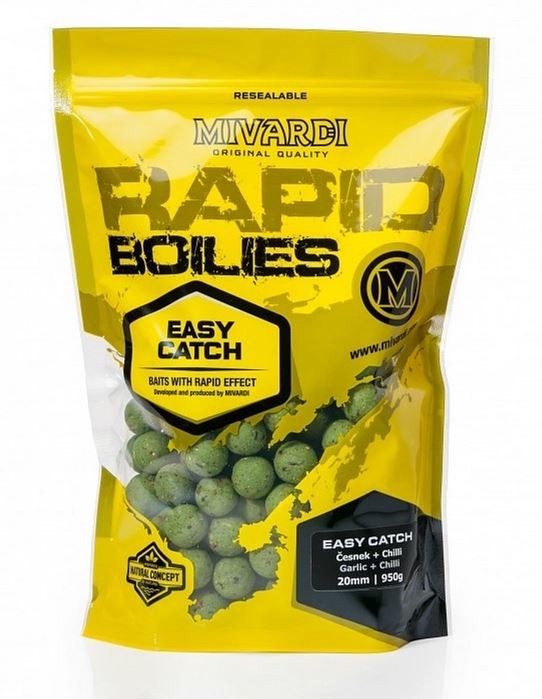 Boilies Mivardi Rapid Easy Catch Česnek & Chilli