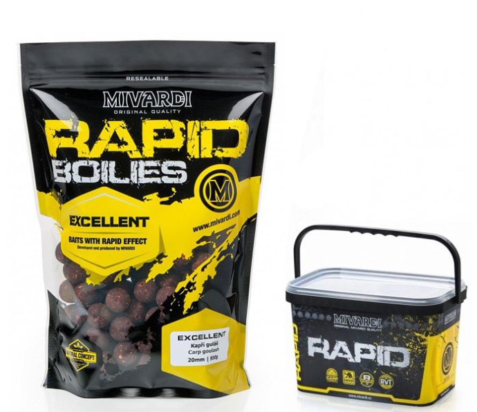 Boilies Mivardi Rapid Excellent Kapří Guláš 3,3kg + Kanta za hranu Rapid Box