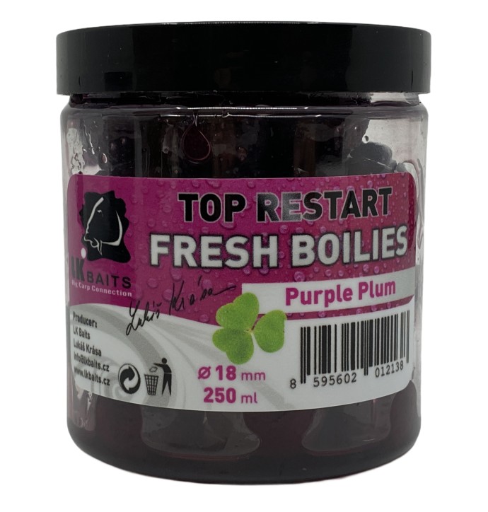 Boilies u Dipu LK Baits Top Restart Fresh Boilies 14mm 150ml