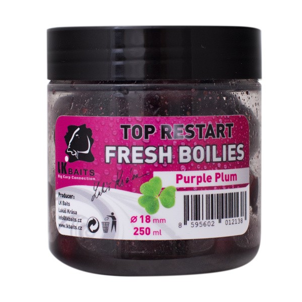 Boilies u Dipu LK Baits Top Restart Fresh Boilies 18mm 250ml Purple Plum