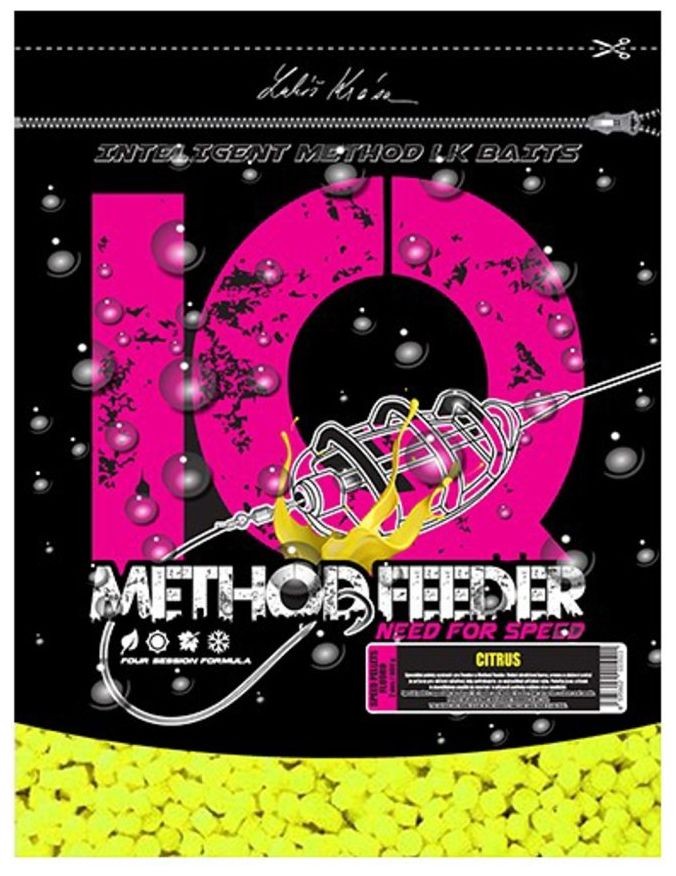 Fluoro Měkčené Pelety LK Baits IQ Method Feeder Speed Pellets 4mm 600g Citrus