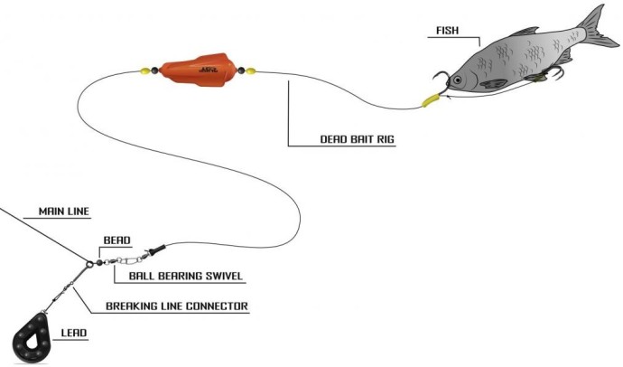 Gotovi Predvez Black Cat Dead Bait Rig 2m