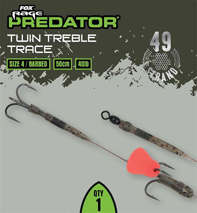 Gotovi Predvez Rage Predator Twin Treble Traces 52cm 40lb
