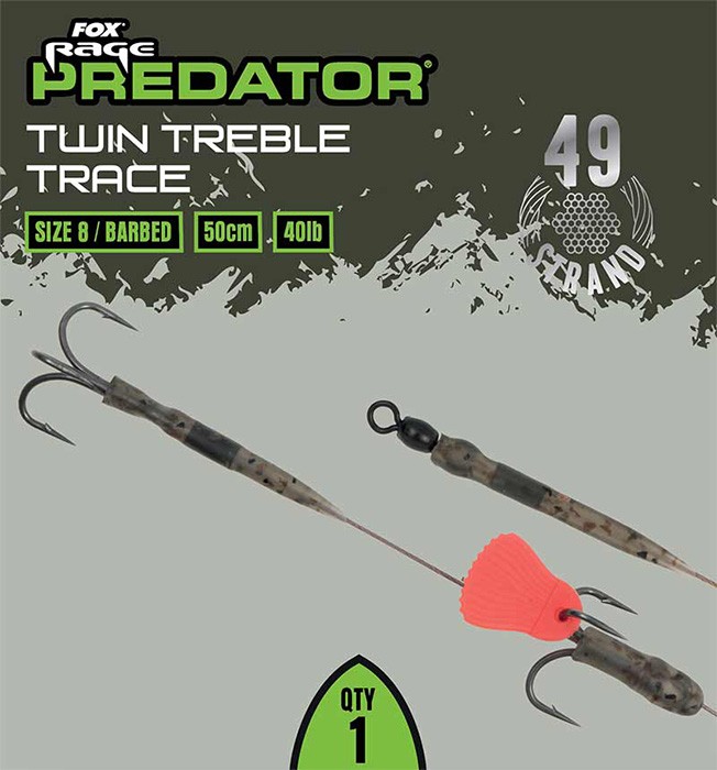 Gotovi Predvez Rage Predator Twin Treble Traces 52cm 40lb
