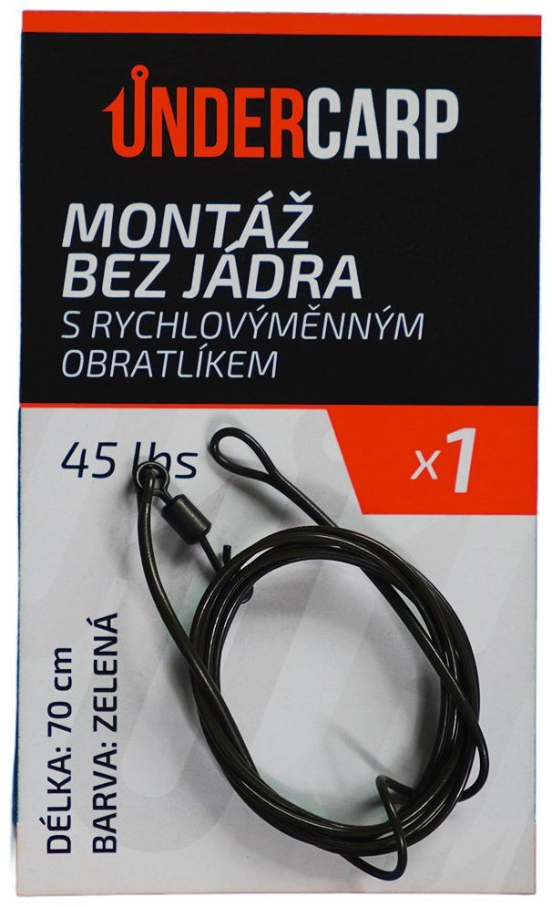 Gotovi predvez UnderCarp bez jezgre s brzom vrtilicom 45 lbs / 70 cm zelena
