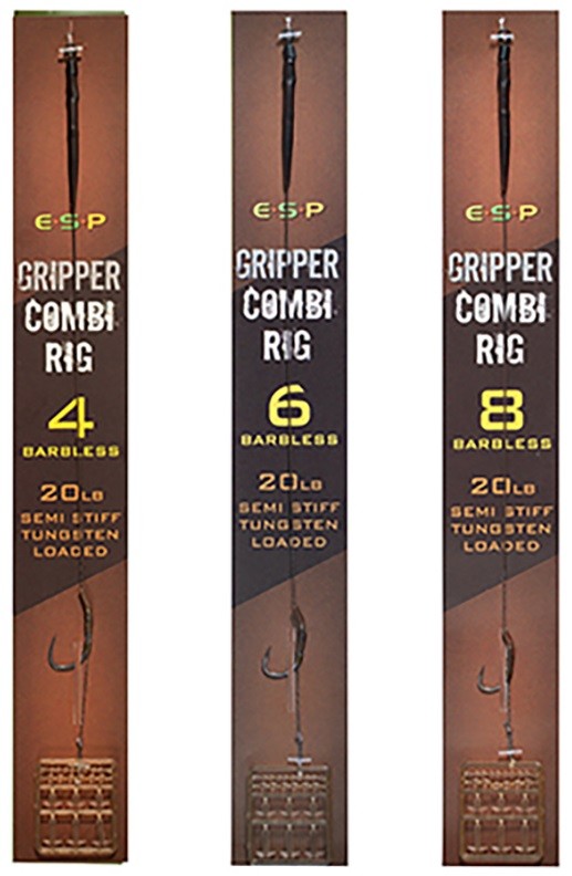 Gotovi šaranski predvez ESP Gripper Combi Rigs Brown Barbless