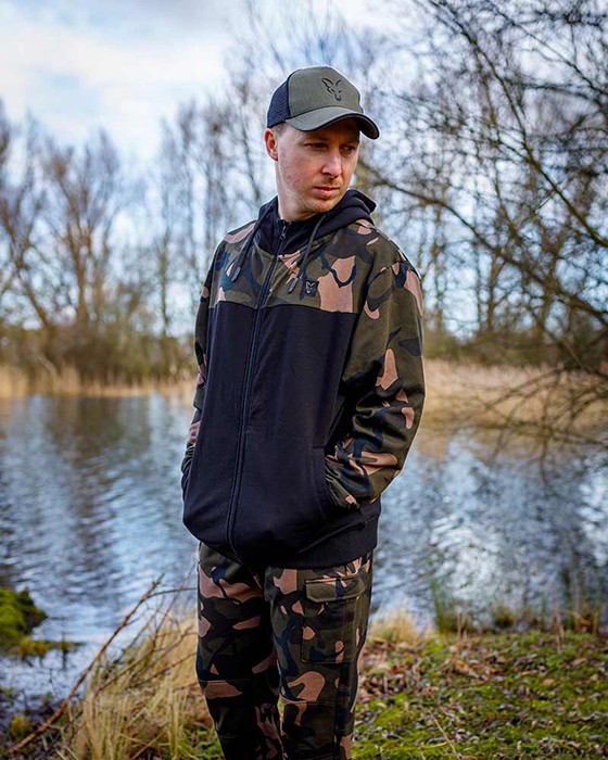 Hoodica Fox LW Black/Camo Split Zip Hoody