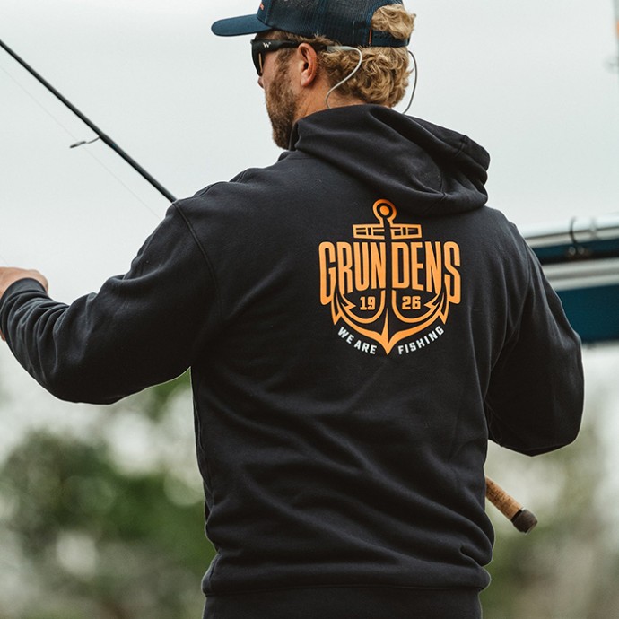Hoodica Grundéns Displacement DWR Hoodie Logo Anchor Black