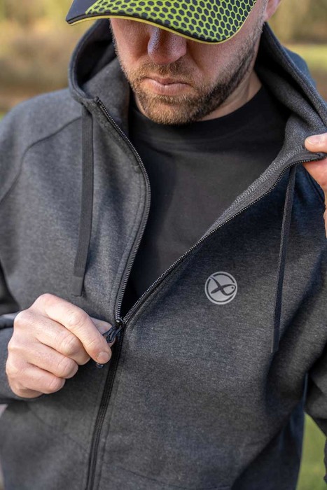 Hoodica Matrix Charcoal Marl Zip Hoody