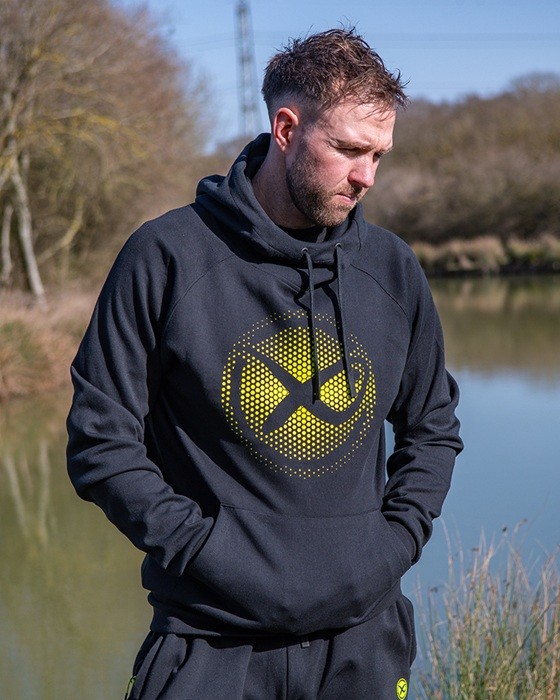 Hoodica Matrix Large Fade Logo Hoody - Black/Lime