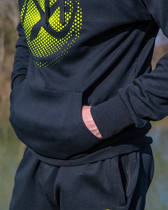 Hoodica Matrix Large Fade Logo Hoody - Black/Lime