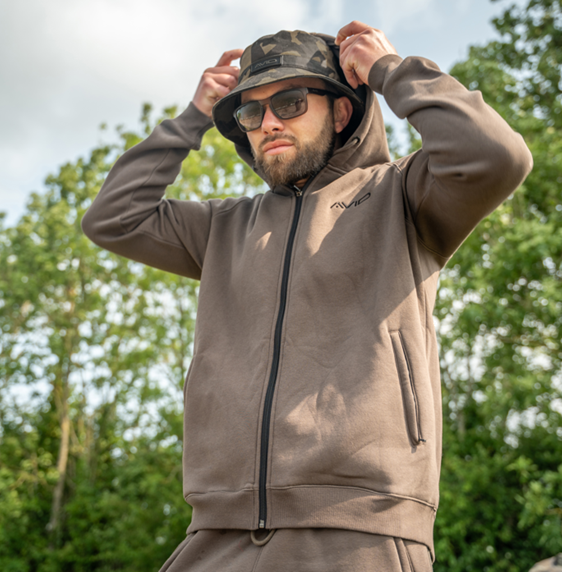 Hoodica na patent s kapuljačom Avid Carp Compound Zip Hoodie Smeđa