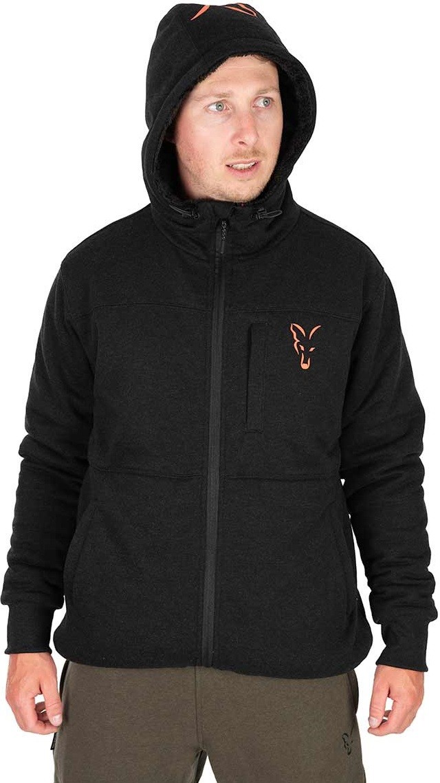 Jakna Fox Collection Sherpa Jacket Black & Orange