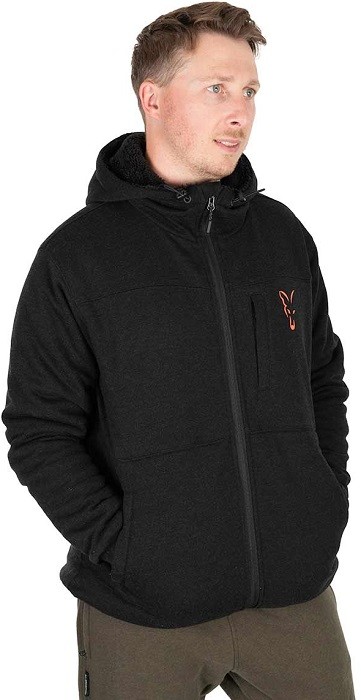 Jakna Fox Collection Sherpa Jacket Black & Orange