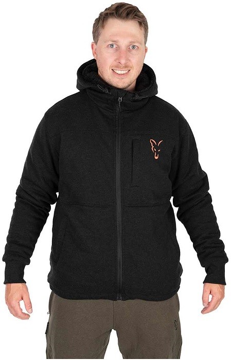 Jakna Fox Collection Sherpa Jacket Black & Orange