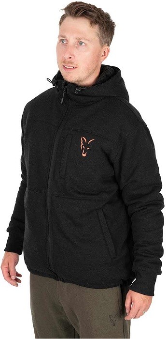 Jakna Fox Collection Sherpa Jacket Black & Orange