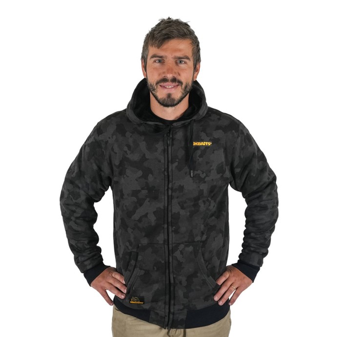 Jakna sa zatvaračem Mikbaits Black Camou Jogger Sherpa