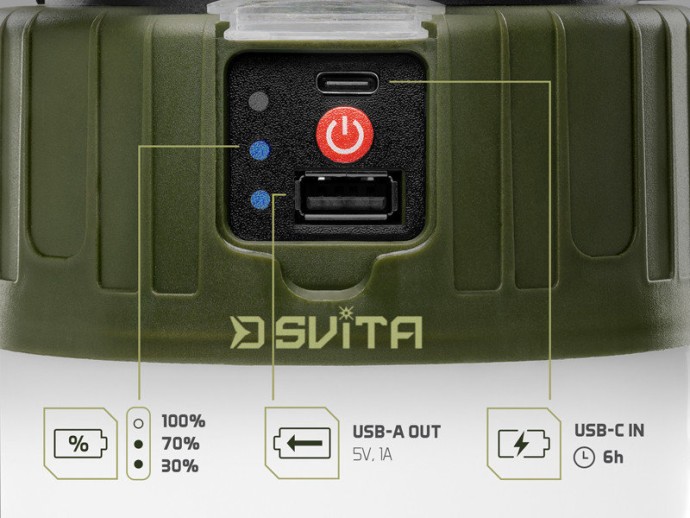 Kempová Lampa Delphin s Ovladačem SVITA 4W/180lm/3600mAh