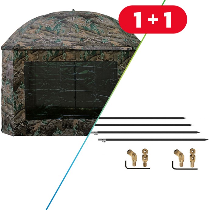 Kišobran s Bočnicom Suretti Full Cover 2man Camo 3,2m + Set za Podršku Kišobranu Suretti
