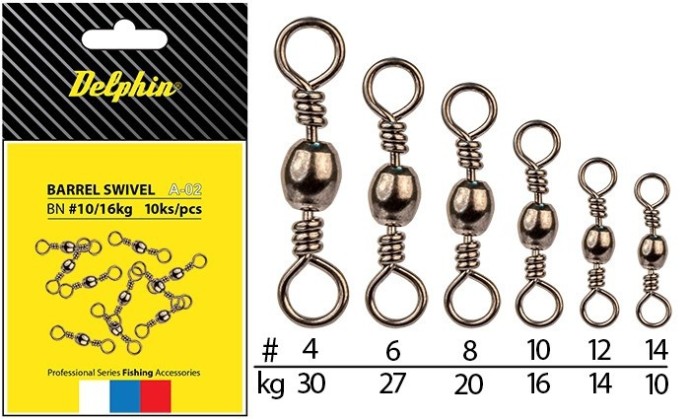Kopča s Vrtilicom Delphin Barrel Swivel A-02 10kom