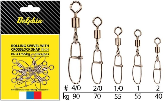 Kopča s Vrtilicom Delphin Rolling Swivel with Crosslock snap B-04