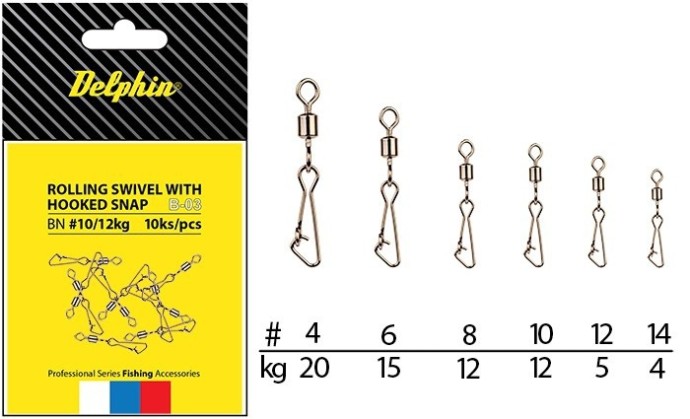 Kopča s Vrtilicom Delphin Rollings Swivel with Hooked snap