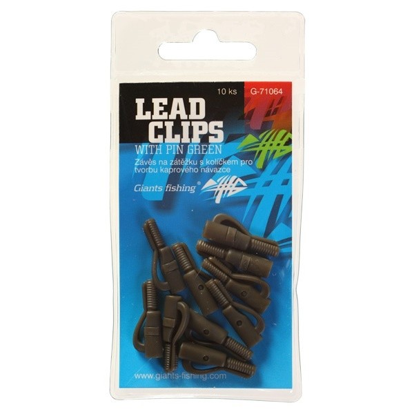 Kopča za olovo Giants Fishing Lead Clips with Pin Green 10kom
