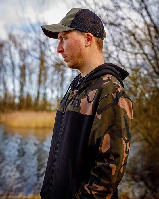 Mikina Fox LW Black/Camo Split Zip Hoody